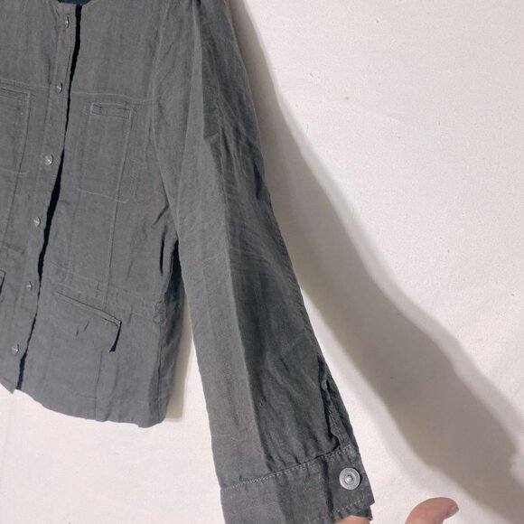 Olsen Europe Green  Linen Utility Style Light Jacket M/L - Picture 10 of 15